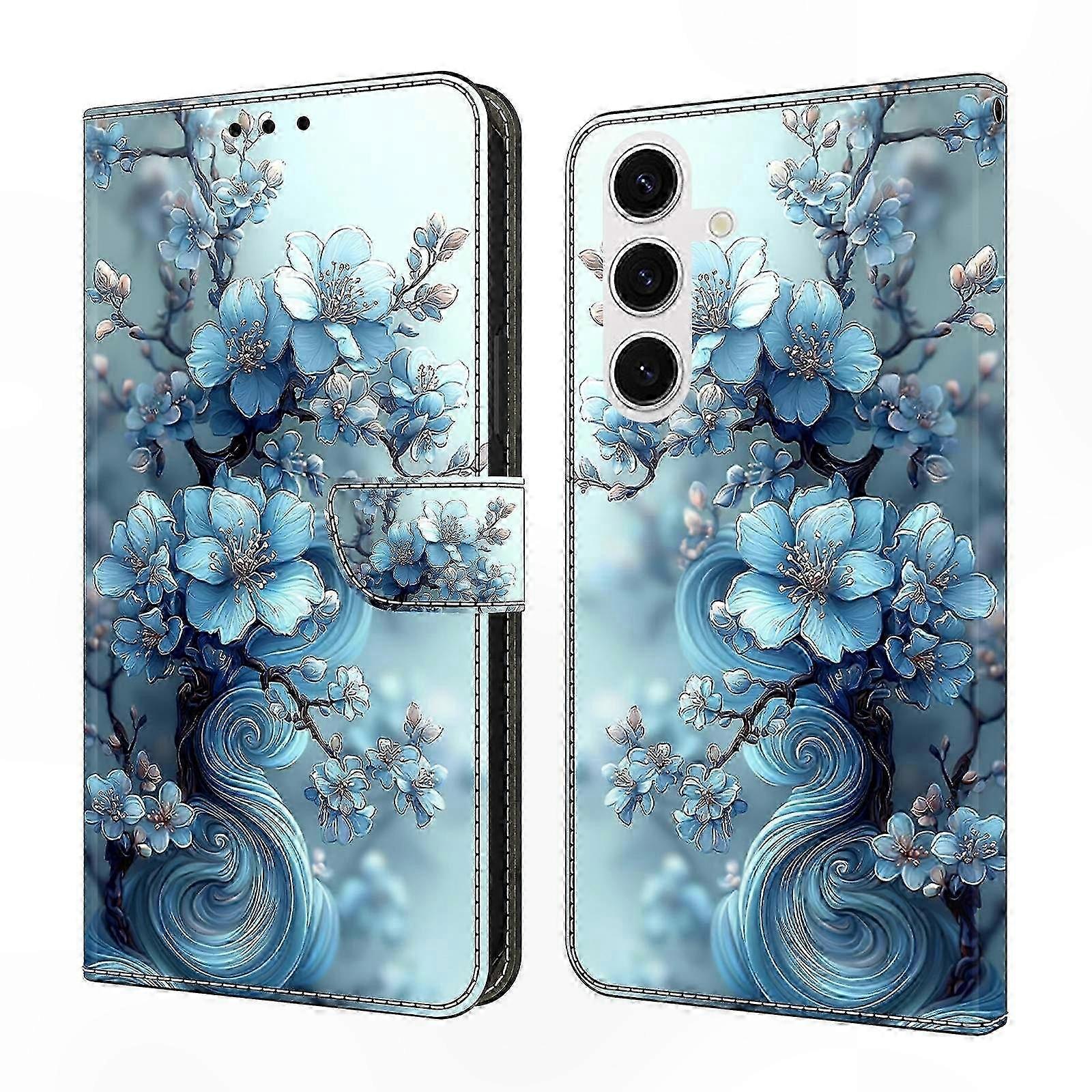 Wallet Case with Foldable Stand for Galaxy S25 FE - Patterned Leather Flip Cover