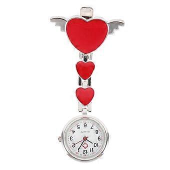 Reloj de bolsillo de enfermera con piedra de cuarzo para uso diario, llavero decorativo rojo para enfermera.