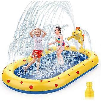 Piscina infantil de brinquedo para ambientes internos, piscina rasa com esguicho, área de recreação aquática.