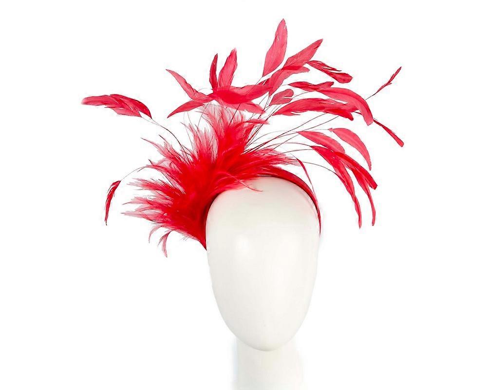 Exclusive red feather fascinator CU686R