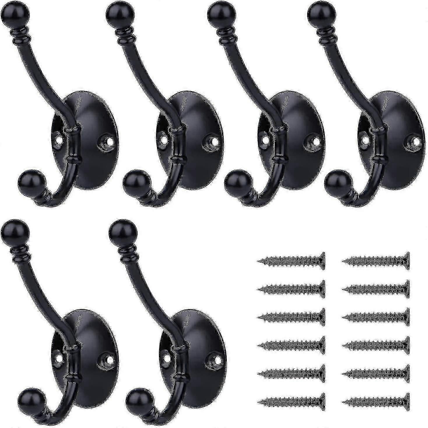 6 Pcs Coat Hooks, Vintage Coat Hooks Double Wall Hooks