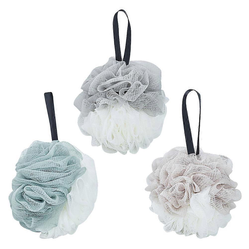 Boules de bain en filet, éponges de bain, lot de 3 boules de douche de couleurs assorties