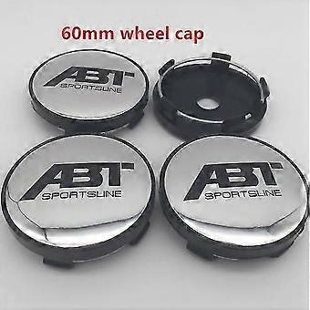 4pcs 56mm 60mm 65mm 68mm Abt Roda Do Carro Centro Hub Cap Adesivo Styling Acessórios 60mm tampa de prata 1