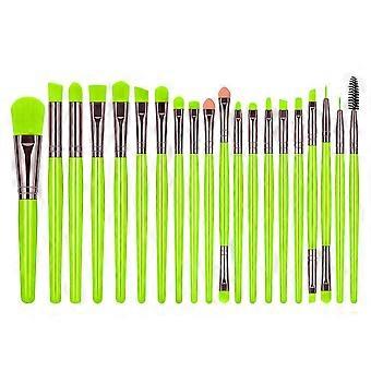 UBIUO Pack of 20pcs Cosmetic Eye Shadow Sponge Eyeliner Eyebrow Lip Nose Foundation Powder Makeup Brushes Sets (Fluorescent green)