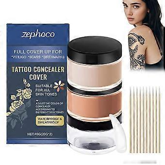 Tattoo Cover Up Concealer Waterproof Formula Long Lasting Natural Finish 2 Custom Blend Shades