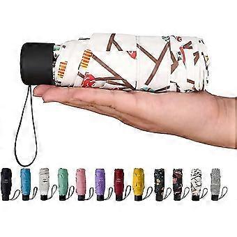 mini Travel sun&rain Umbrella - Lightweight Compact Parasol Umbrellas with 95% UV Protection for Men Women Multiple Colors-fghj
