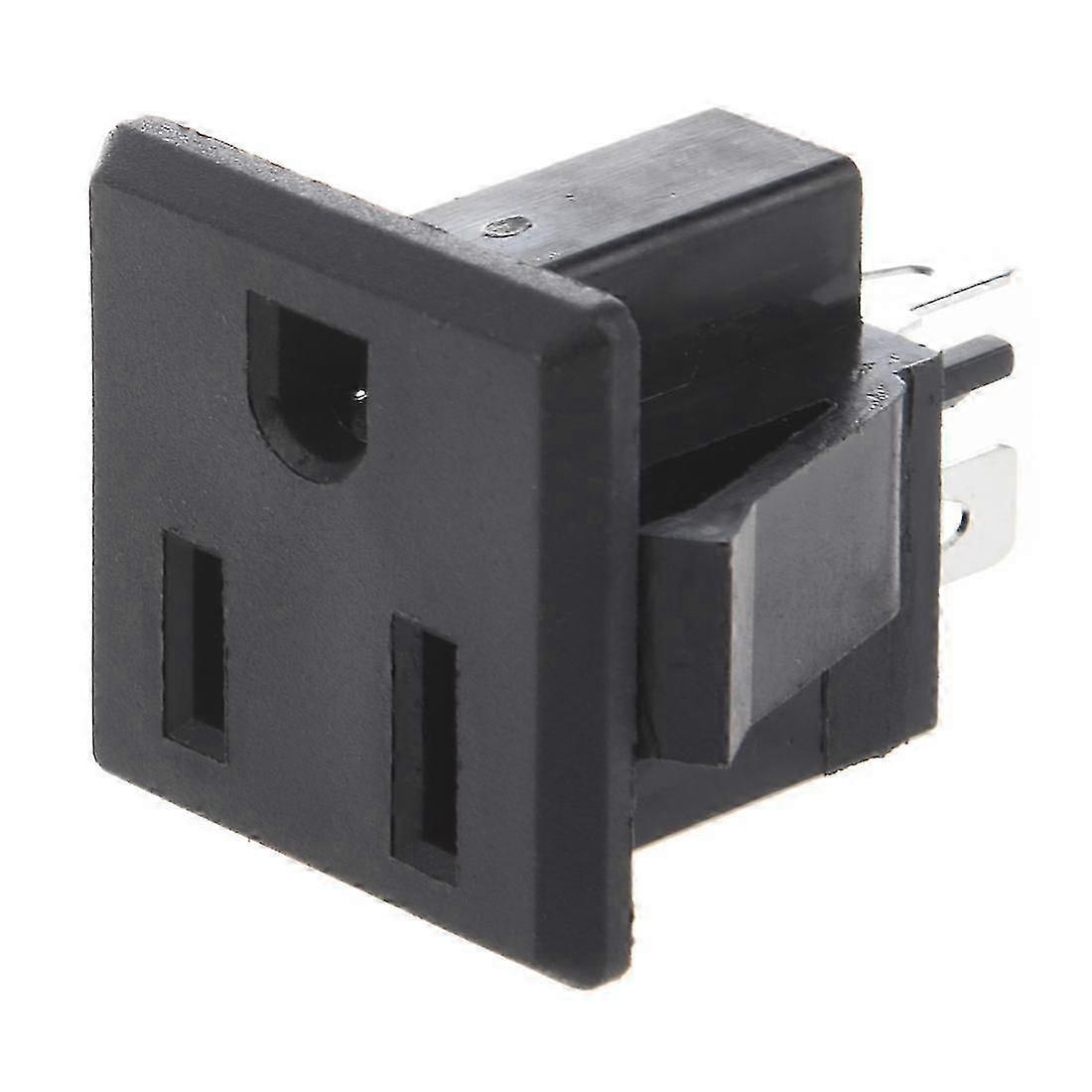AC 125V 15A Panel Mount US Outlet Power Socket Black simple