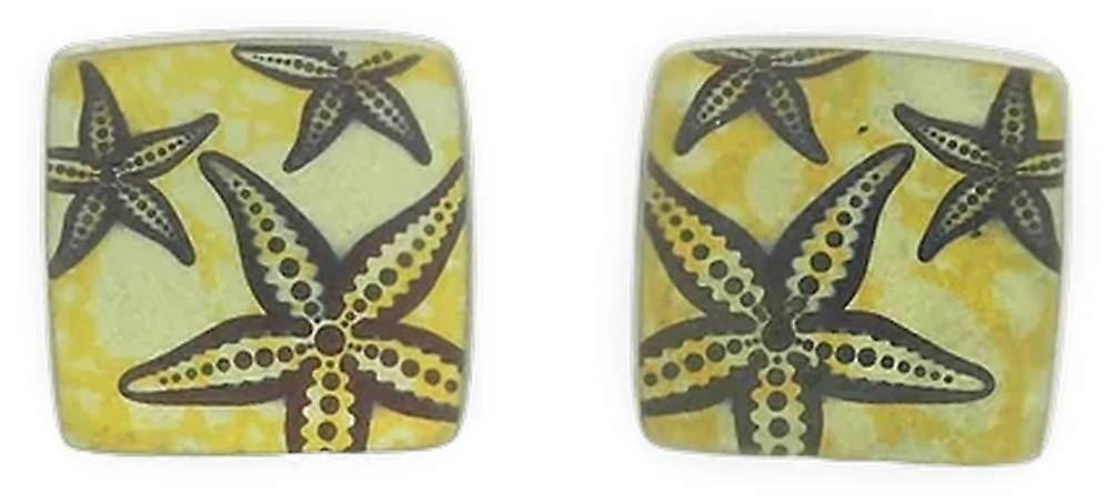Ti2 Titanium Starfish Stud Earrings - Yellow