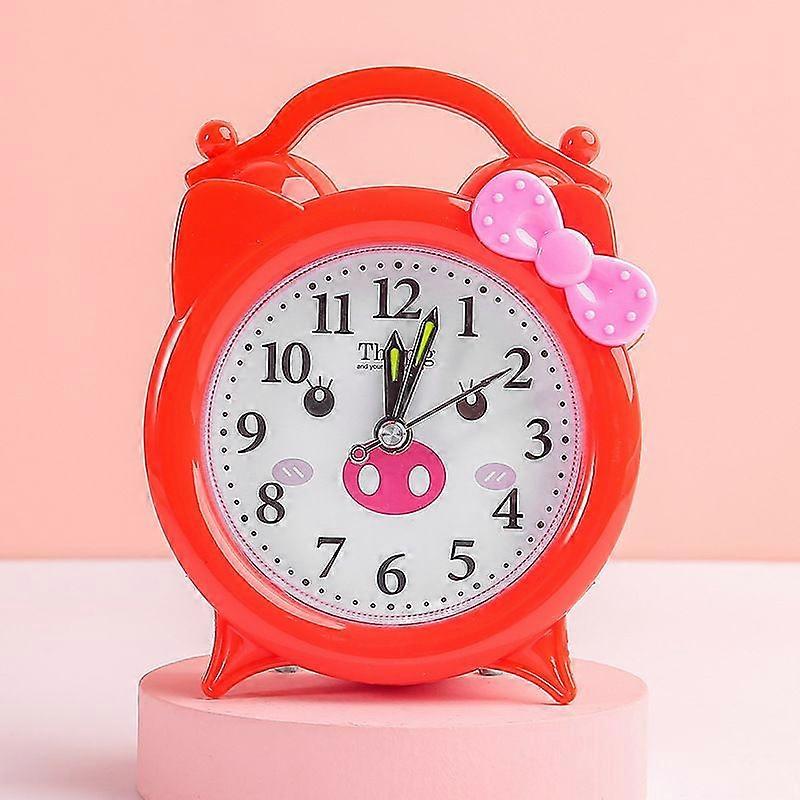 Imitation Bell Alarm Clock Desktop Plastic Clock Bedside(red)