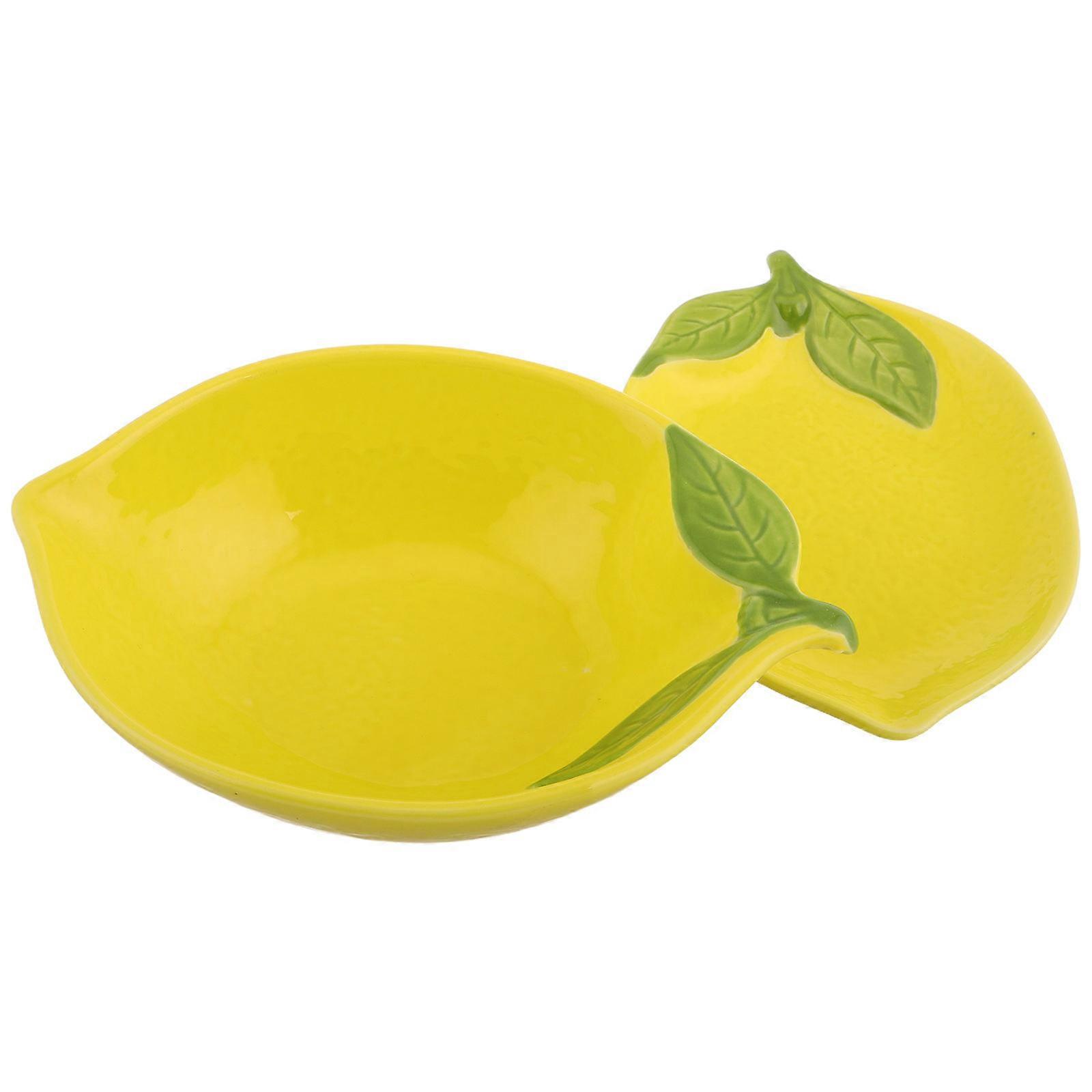 Lemon Shaped Ceramic Fruit Bowl for Dessert Serving 4Pcs Set