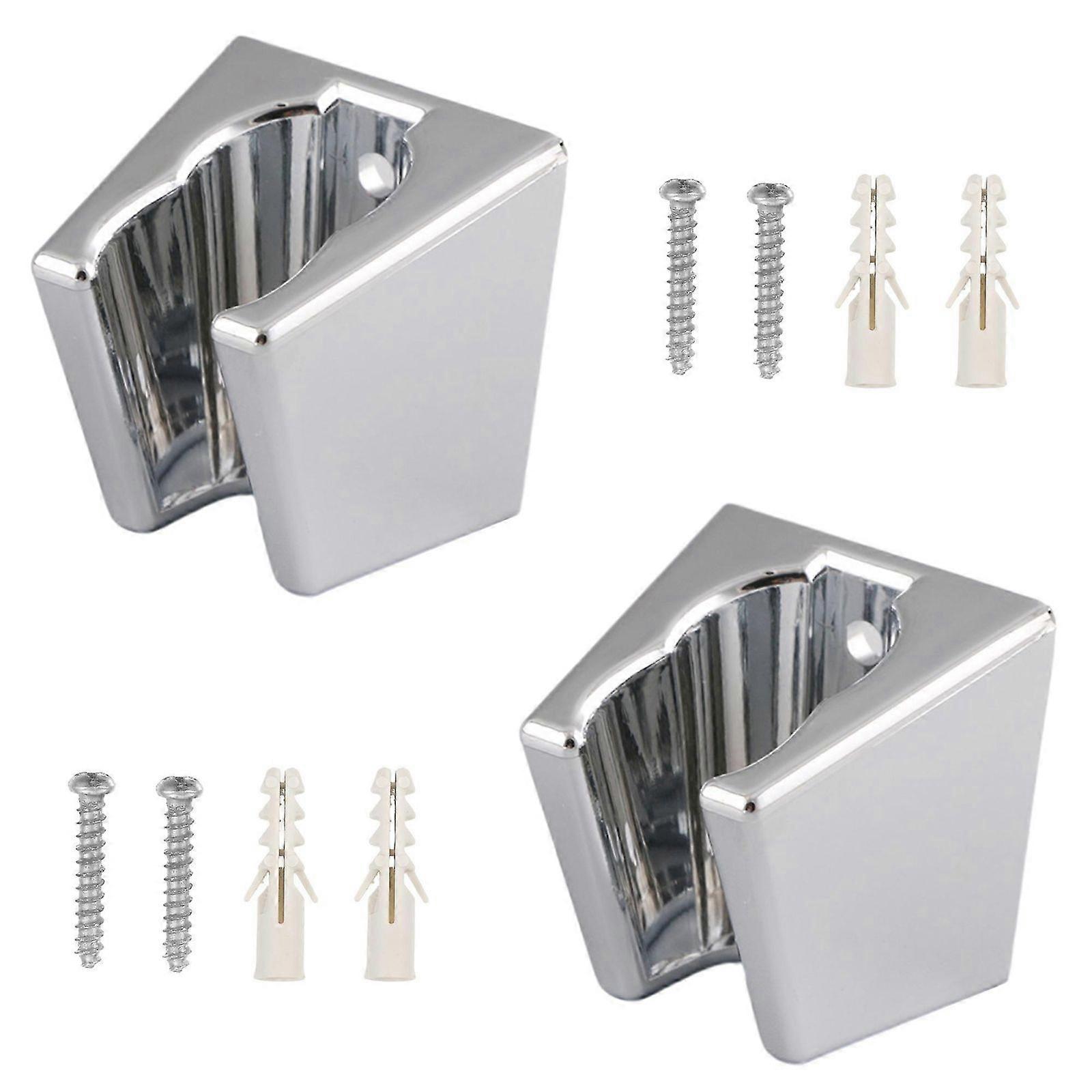 2x Silver Solid Plastic Shower Holder Reliable Performance Scratch And Durable Wide Application 26-27