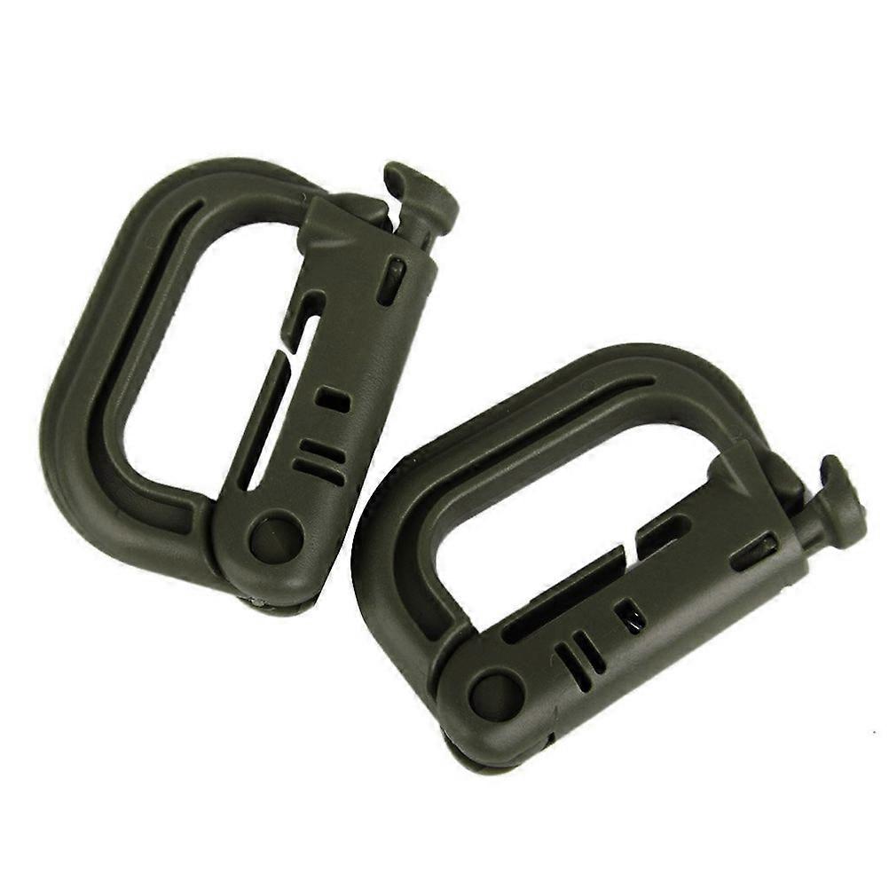 Multipurpose D-Ring Locking Buckles with Snap Closure 10Pcs Green Grimloc
