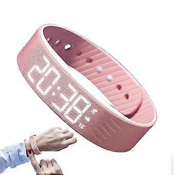Orologio con sveglia vibrante e avvisi silenziosi, orologio digitale da polso regolabile per chi dorme profondamente, rosa