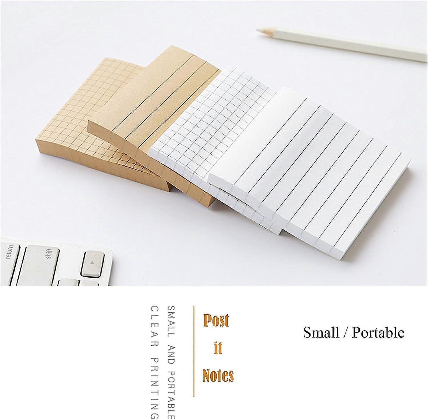 4pcs Notes,Memo Note Pad for Notes, White and Brown Checkered Post-it Notes, 80 Sheets per Copy