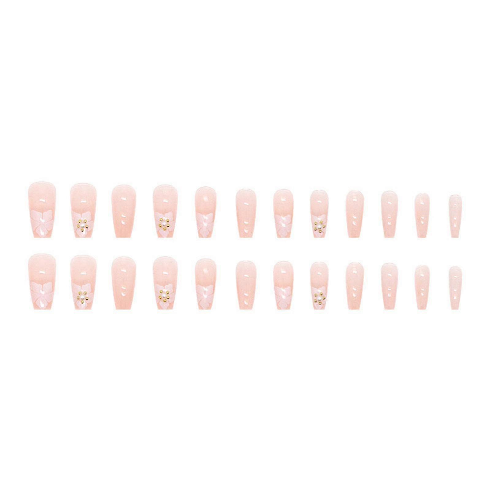 Cute Floral Rhinestone Press On Nails