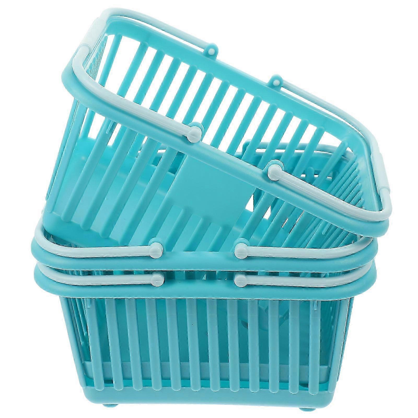 Compact Blue Plastic Basket With Handle