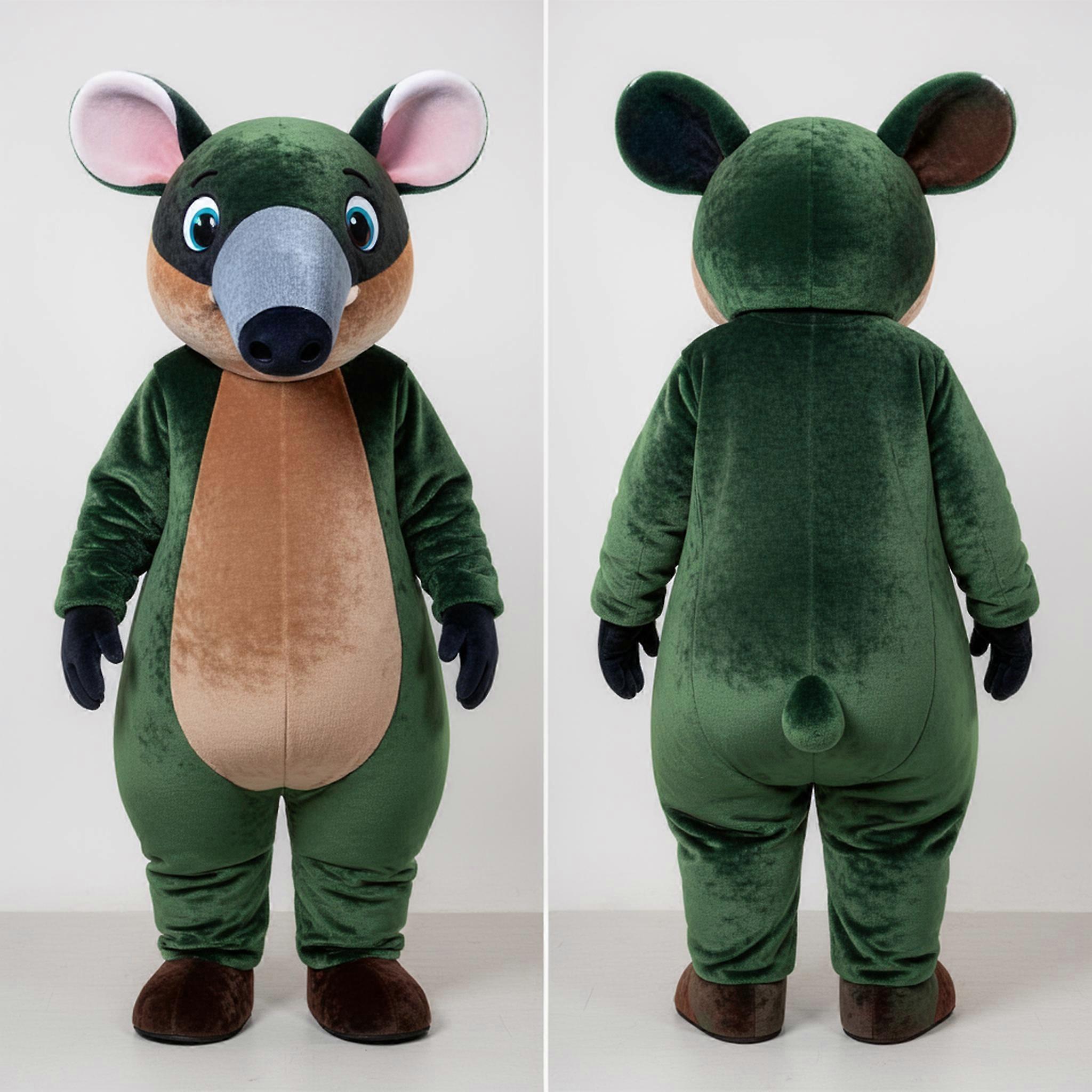 MASTICOT Forest Green Rounded Tapir Mascot