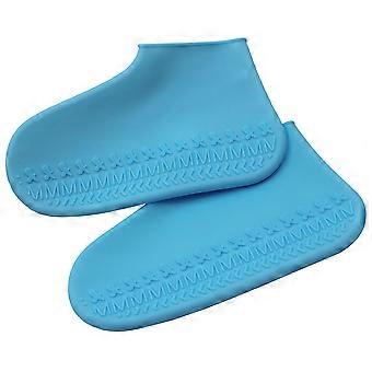 Blue Silicone Rainproof Shoes Cover for Anti-Slip Protection 1Pair