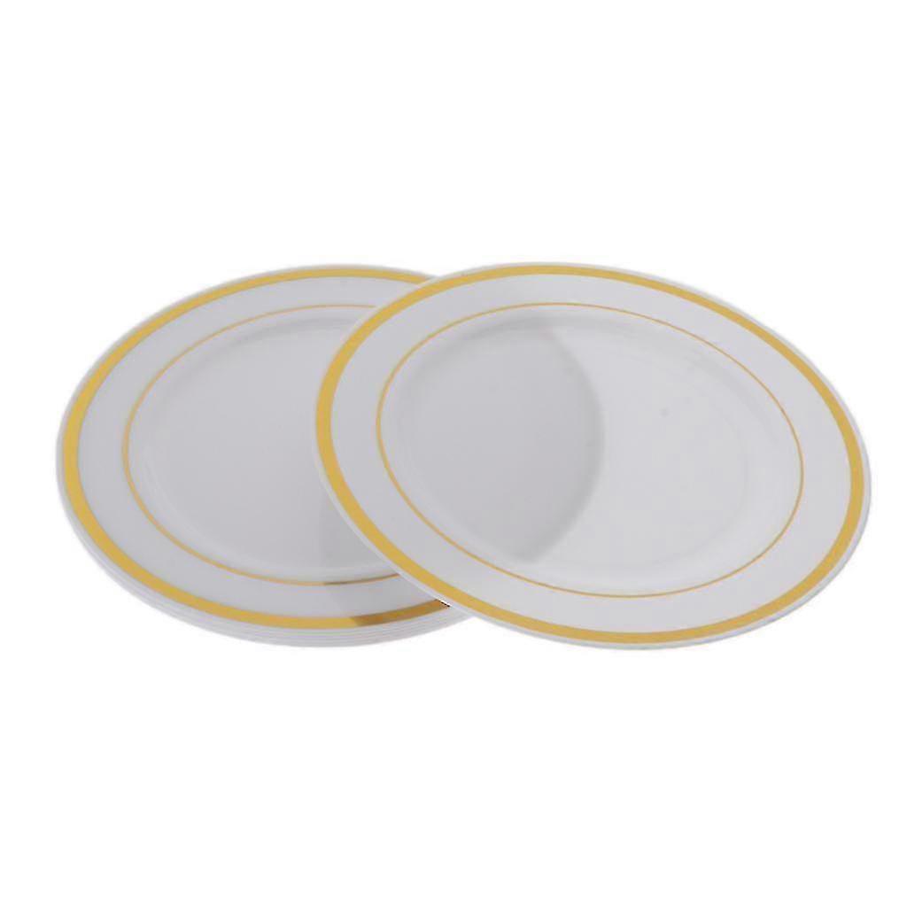 6Pcs Disposable Plastic Dinner Plates Tableware Round Dish 7.5inch