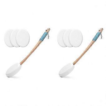 Back Lotion Applicator with 2 Long Handles and 8 Replaceable Pads, Easy Reach Tool for Back & Feet, Designed for Seniors & Women YMQ