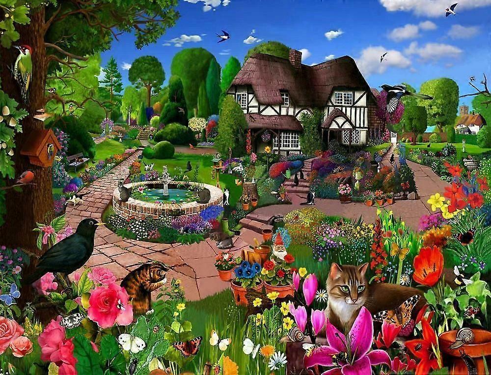Cats in a Cottage Garden Jigsaw Puzzles FOO1821