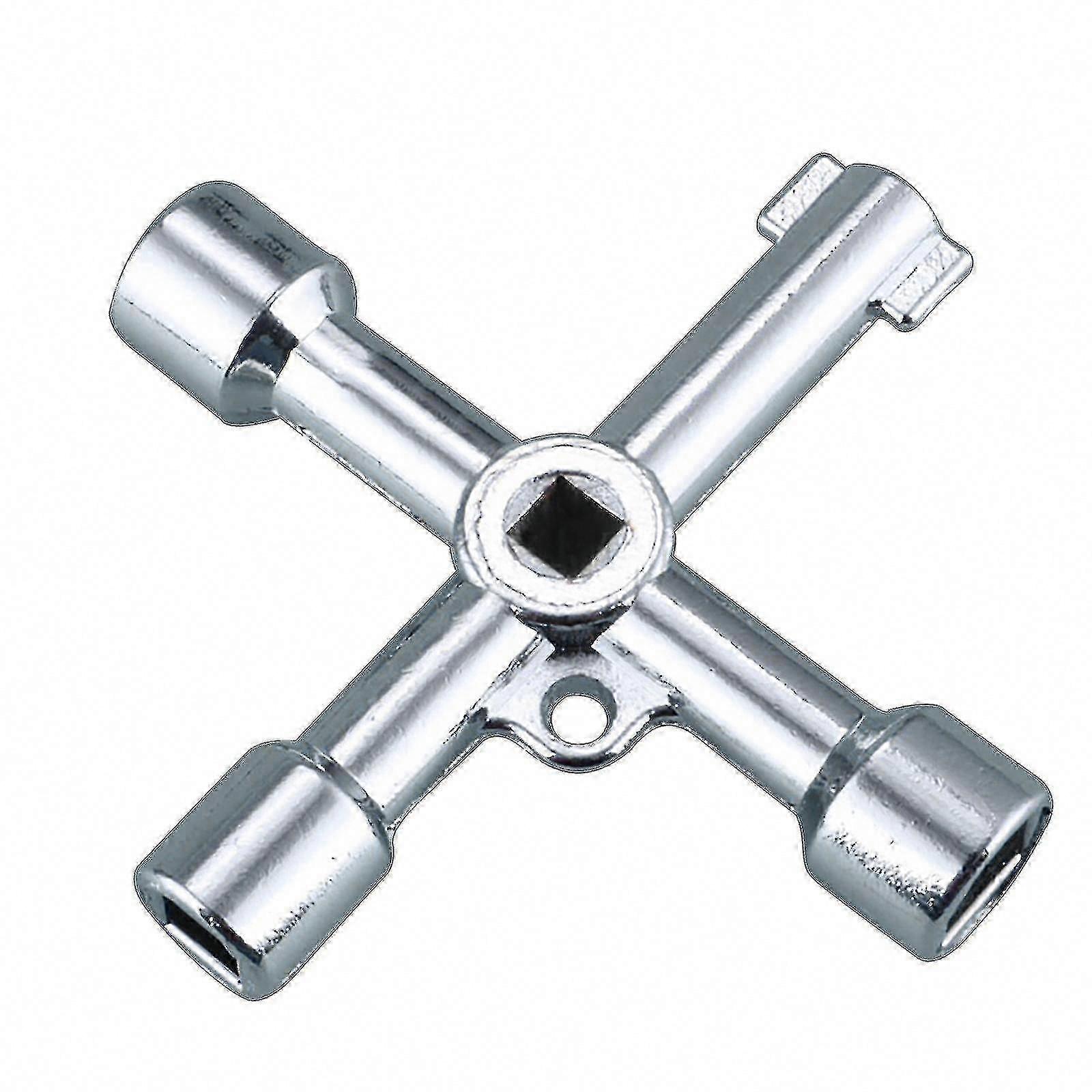 Four-Way Multi-Function Plumbing Key Wrench for Opening Valves