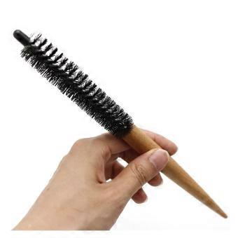 20mm Round Hair Brush for Short Hair, Heat Resistant Nylon Teeth and Anti Static Wooden Handle