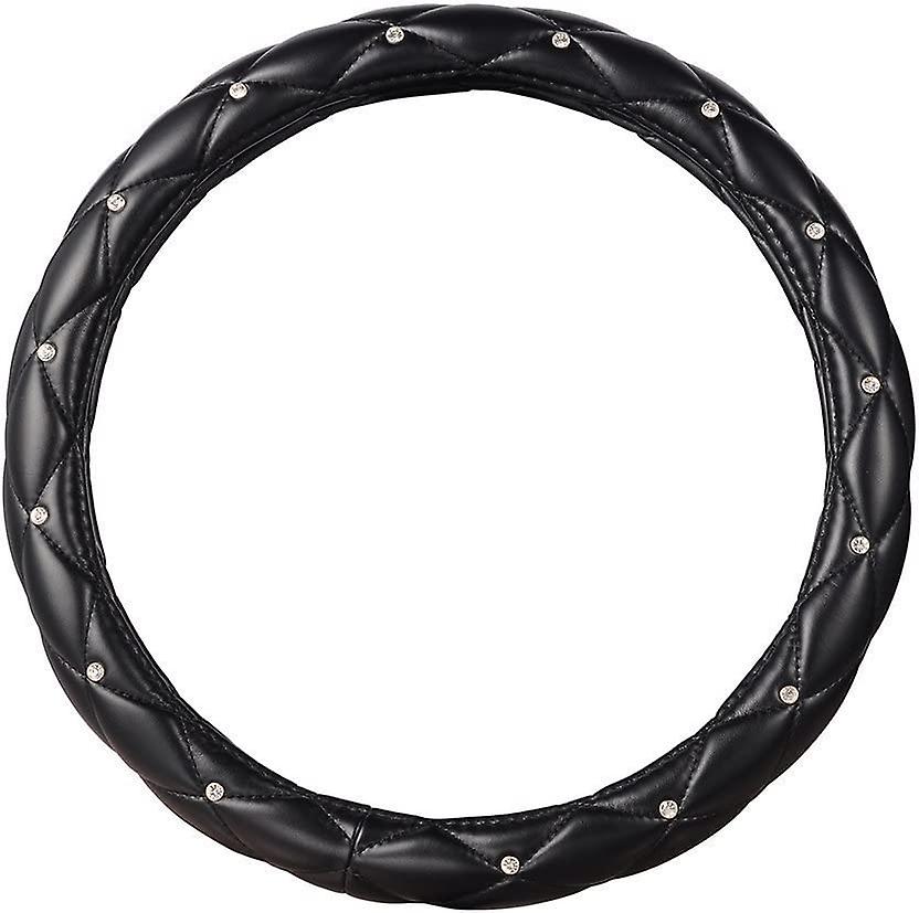 Microfibra de couro auto carro tampa do volante, anti derrapante universal 15 polegadas, preto