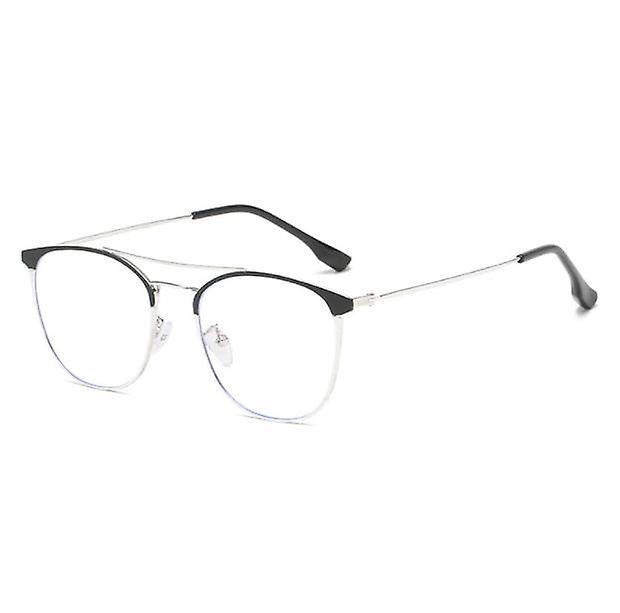 جديد فاخر للرجال المعادن مزدوجة شعاع خفيفة للغاية المضادة للأزرق ضوء نظارات الرجعية الاتجاه تغيير اللون نظارات عادي الإطار