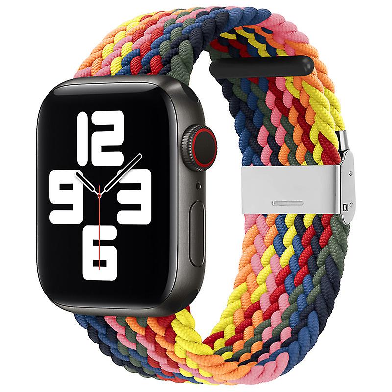 Compatível com bandas do Apple Watch 38mm 40mm 41mm, Elastics Solo Loop trançado elásticos mulheres homens substituição pulseira esportiva com aço inoxidável Bu