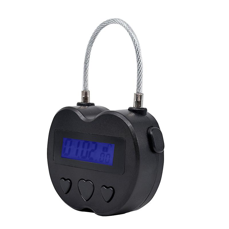 Smart Time Lock, Max 99 Hours Timing Lock With Lcd Display Multi-function Electronic Travel Timer (black Heart)
