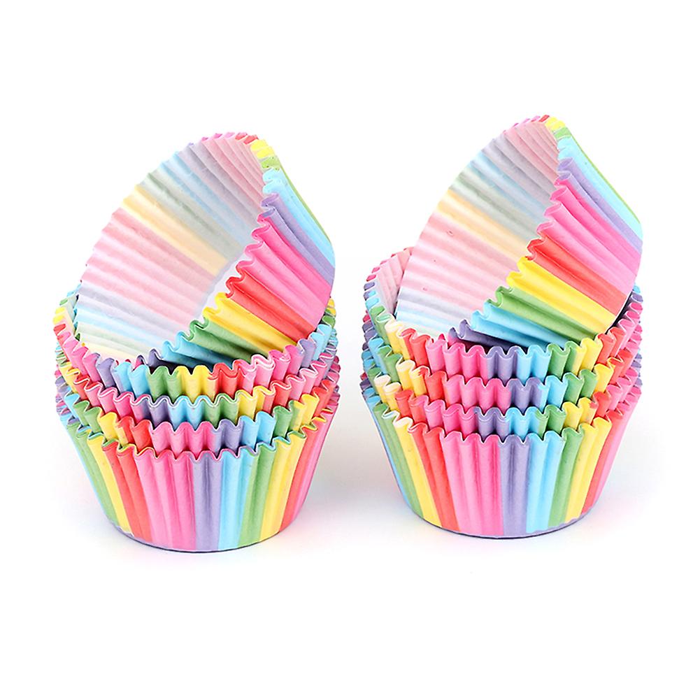100 Pcs Rainbow Paper Cake Cupcake Liners Baking Muffin Cup Case for Kitchen Party New