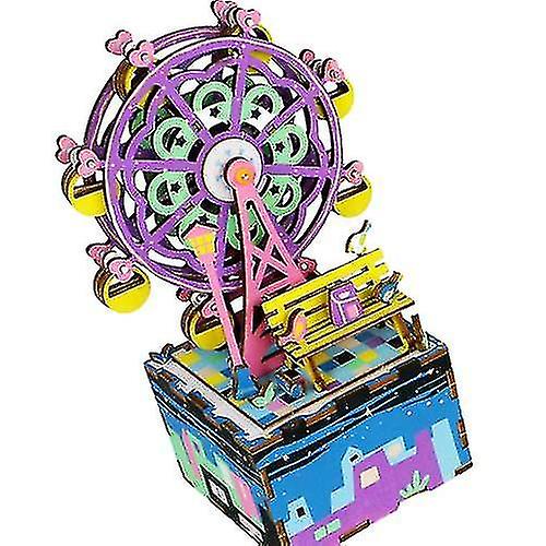 観覧車ハンドクランクオルゴール- 3D木製パズル