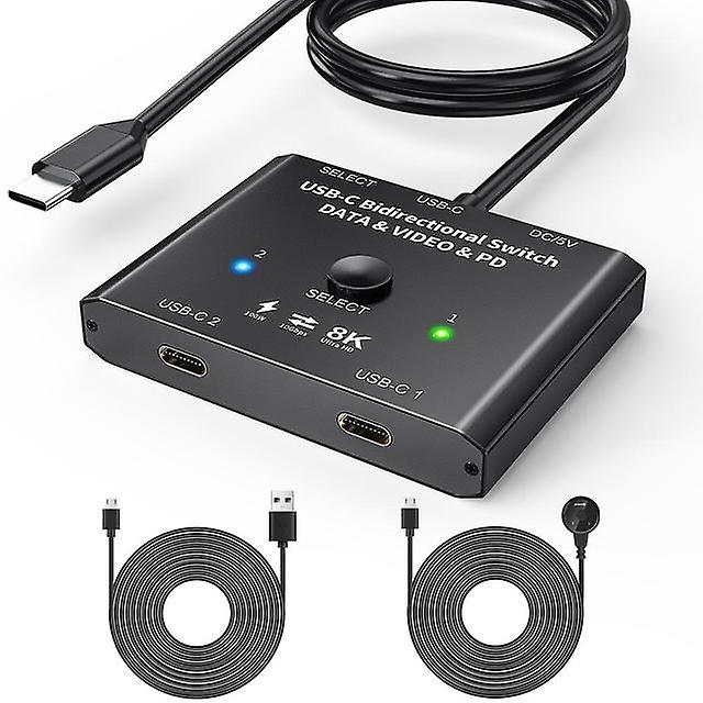 2-Wege-Daten-Video-Umschalter 2 In 1 Ausgang / 1 In 2 Ausgang 100 W USB C Switcher Selector 8k 10 Gbit/s HD-Splitter