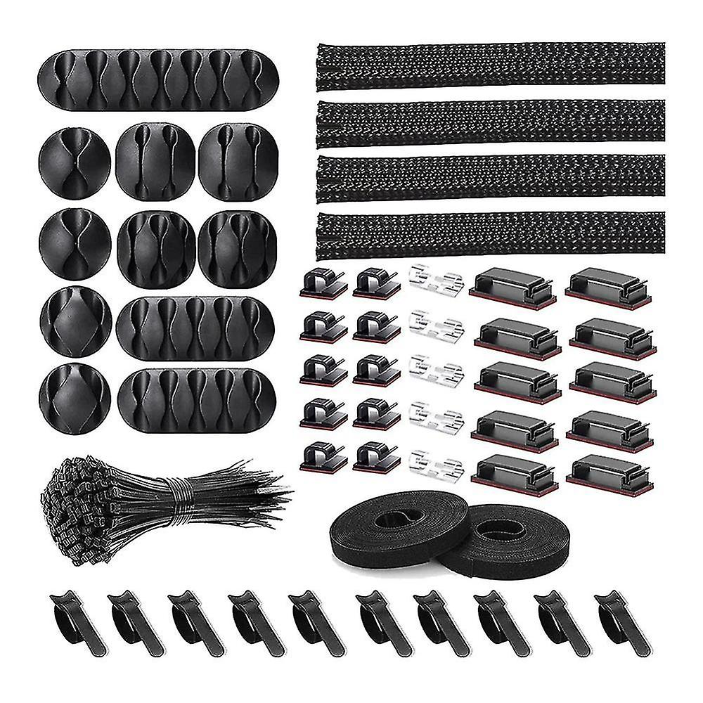 152 Pcs Cord Organizer Kit, Include Self Adhesive Clips, Cable Sleeves Management Clips