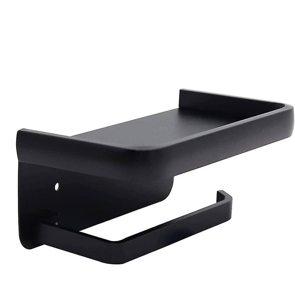 WC-paperipidike hyllyllä, musta wc-paperipidike seinäkiinnike, kylpyhuoneen liima-wc-pape