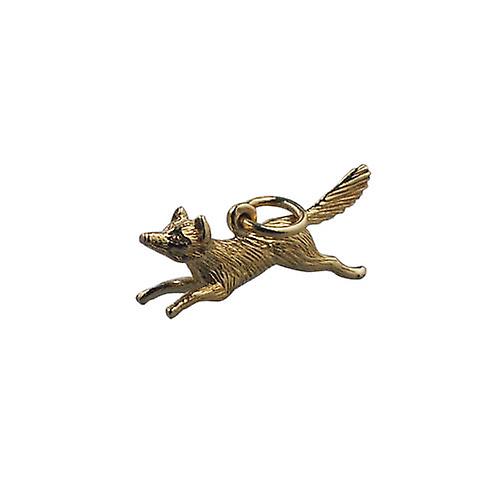 9ct Gold 8x23mm running Fox Pendant or Charm