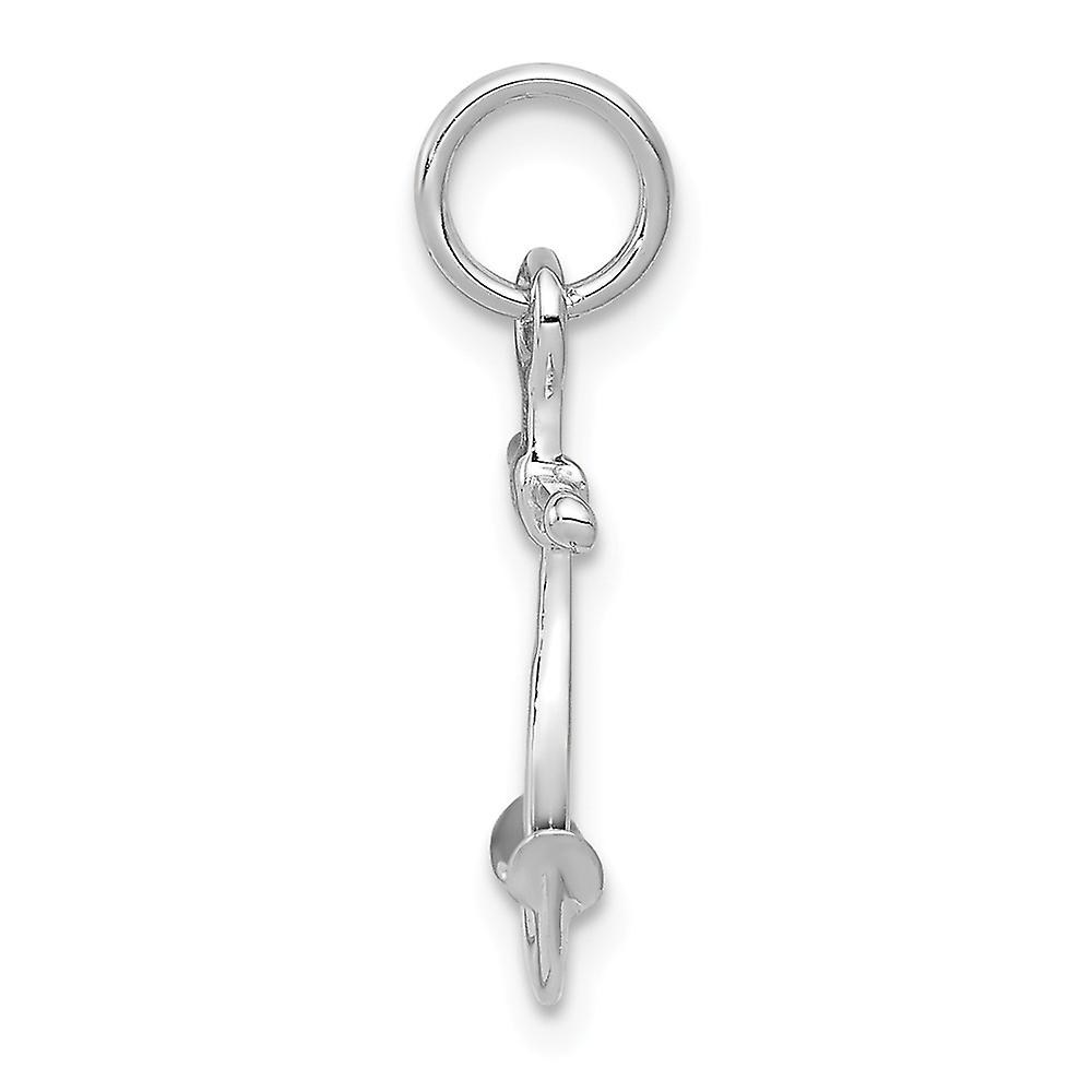 14k White Gold Nautical Anchor Charm Pendant - 20.2x14mm, Solid 3D Polished, .7 Grams, No Chain Included - View #4