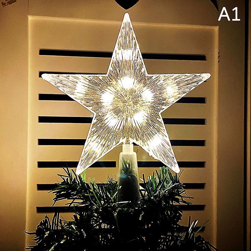 15cm Christmas Tree Top Light Led Glowing Star Light Pentagram Christmas Tree Or