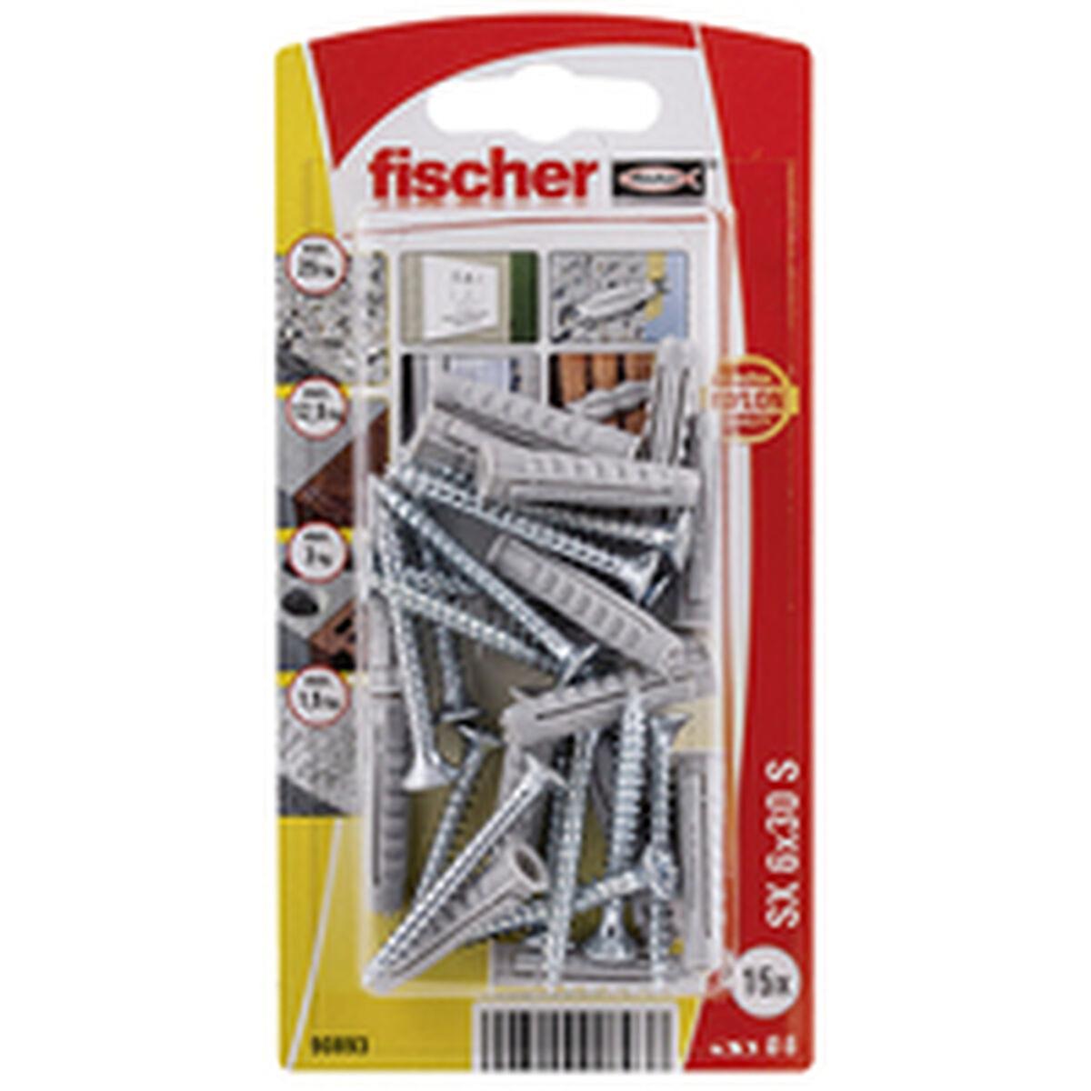 Seinätulpat ja -ruuvit Fischer Seinäpistokkeet ja -ruuvit 15 yksikköä (6 x 30 mm)