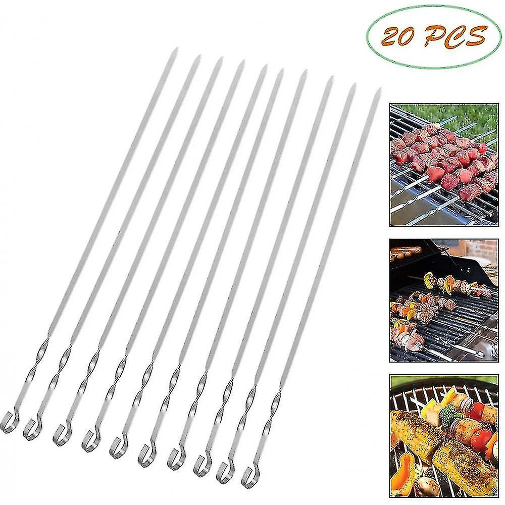 Food Sticks Skewers Grill Kabob Skewers 37.5cm Flat Kebab Skewers Grill Skewers Meat Skewers 20-piece Set