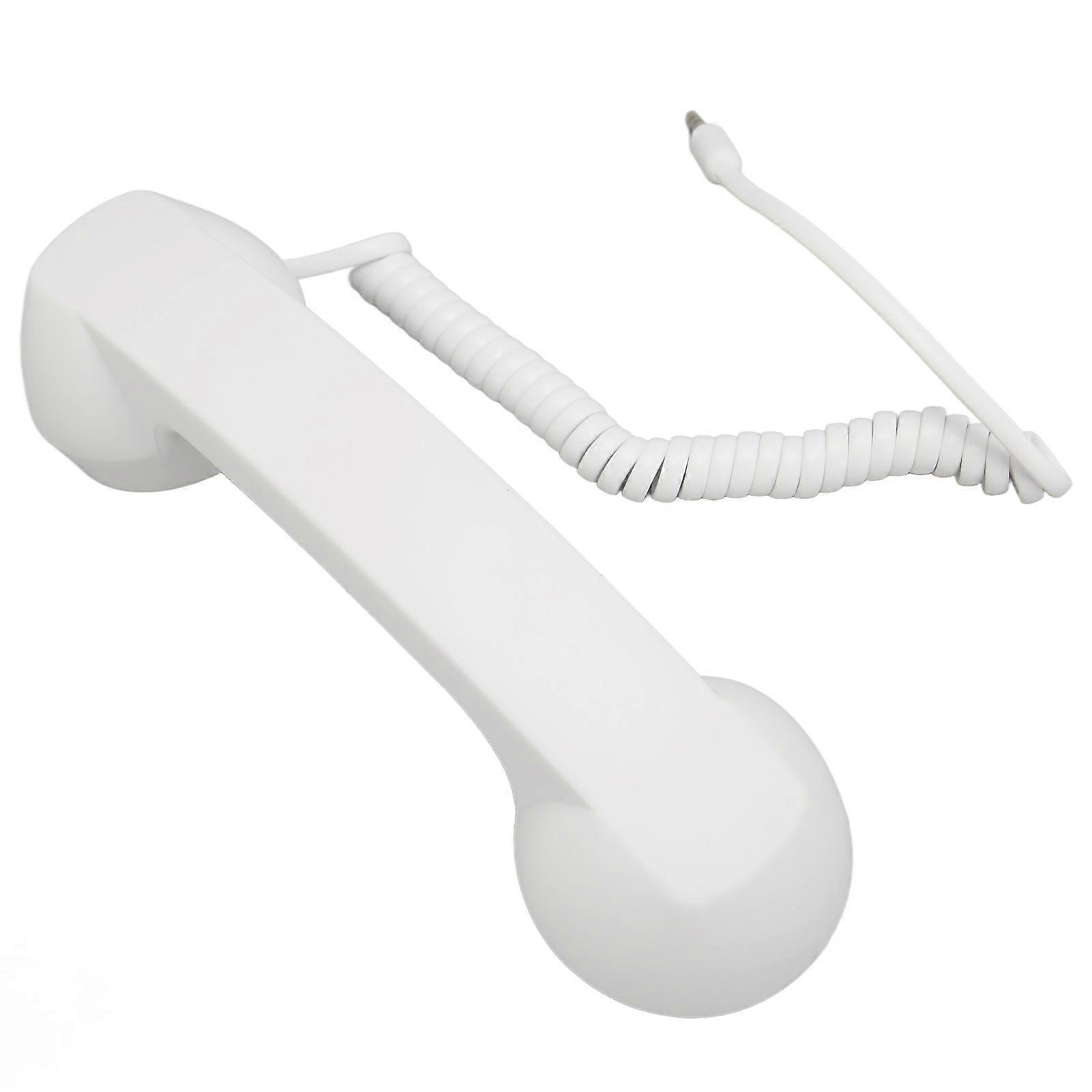 Cell Phone Handset 3.5mm Plug Retro Radiation Proof Wired Telephone Handset Receiver for Smartphone Computer White