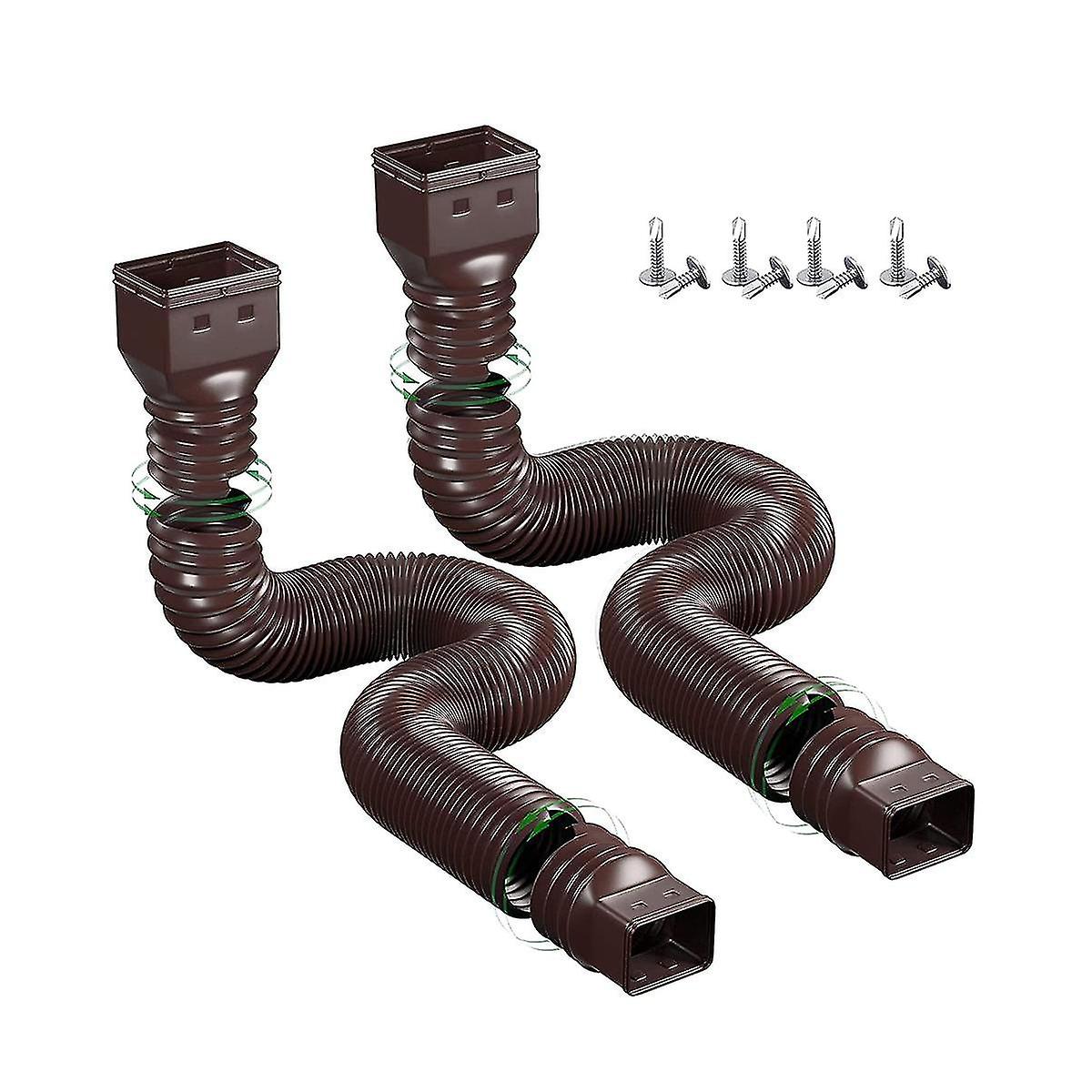 2 Pcs Gutter Downspout Extensions Flexible, Drain Downspout Extender Extendable From 21 To 60 Inche