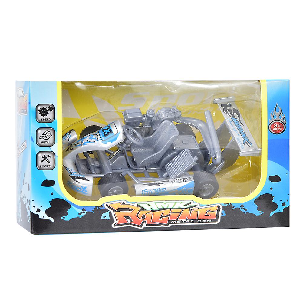 1：32比例合金汽车模型高卡丁车赛车回拉玩具模型玩具（银色）