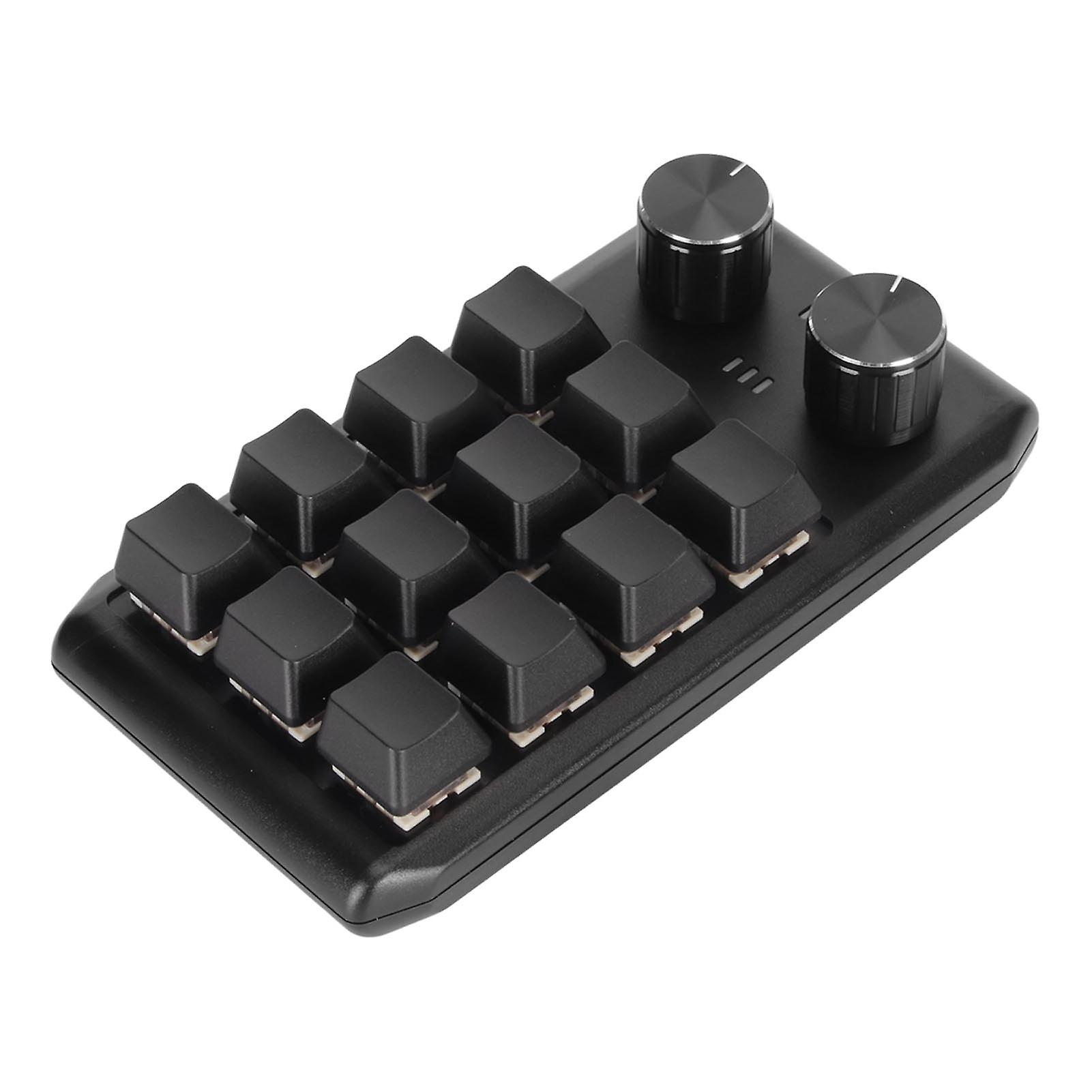 Mini Custom Keypad 12 Mechanical Keys 2 Knobs Programmable Macro Keypad for PC Gaming