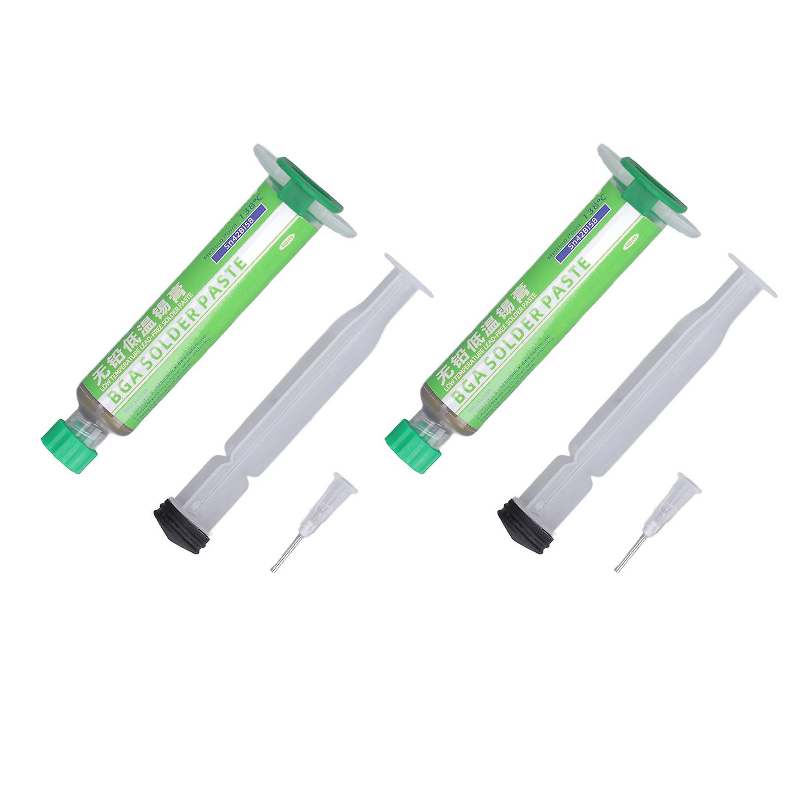 2 Set Solder Paste High Bond Strength Low Melting Point Eutectic Welding Syringe Type Low Temperature Solder Paste 