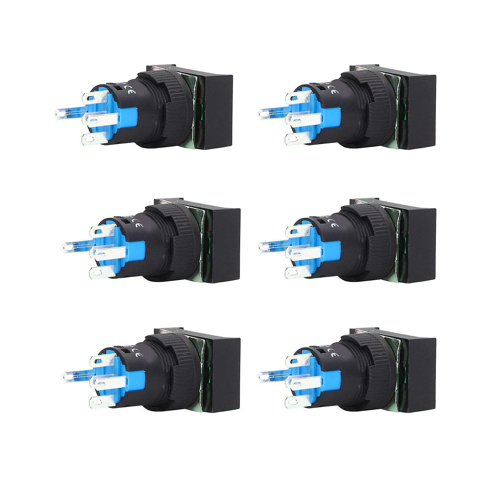 25Pcs Push Button Switch Self Locking Momentary 16mm Square with Light Set Kit 24VGreen 