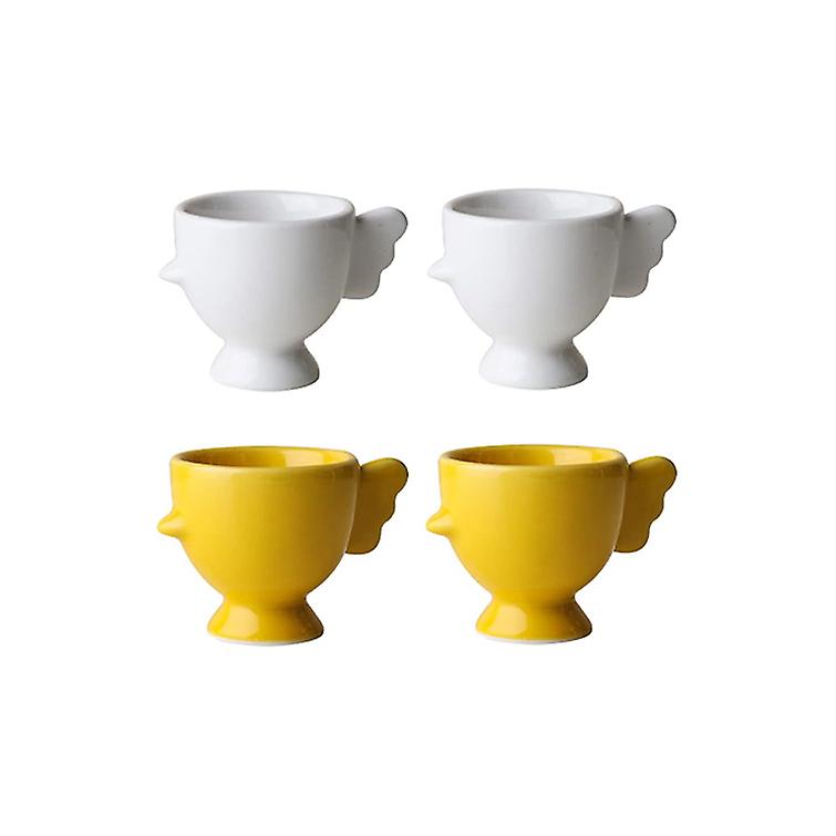 Porcelain Chick Egg Cups - Easter Chick Decor Egg Cup for Soft or Hard Boiled Egg Holder - 4PCS Egg Holders for Breakfast Brunch, Kitchenware, Easter 