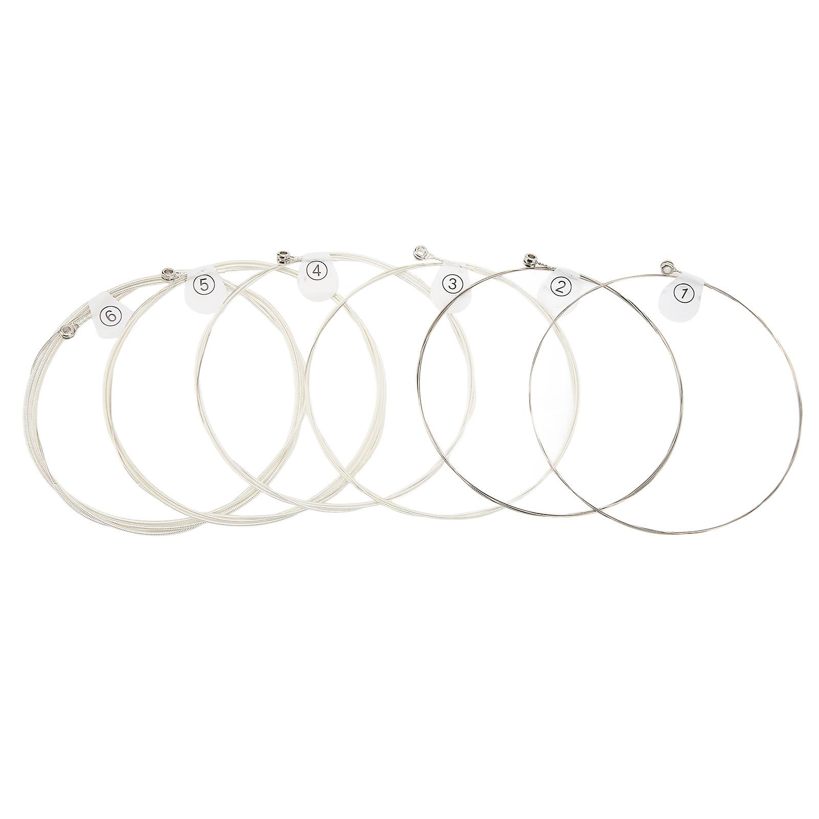 6Pcs Guitar String Set Bright Tuning Wear Proof Slick Comfortable Touch Silver Plating Acoustic Guitar String