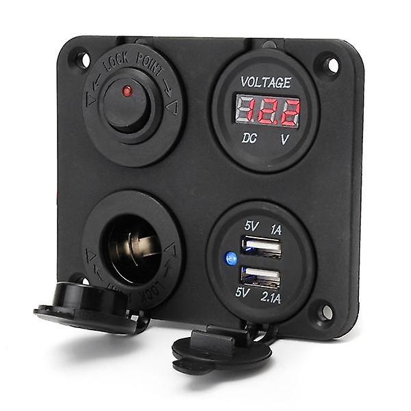 Dual Usb Adapter Charger Sockets With Digital Voltmeter & Switch Panel